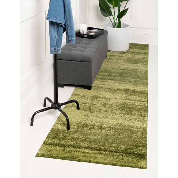 Rugs.com Angelica Collection Rug – 8 Ft Runner Green Medium Rug Perfect For Hallways, Entryways