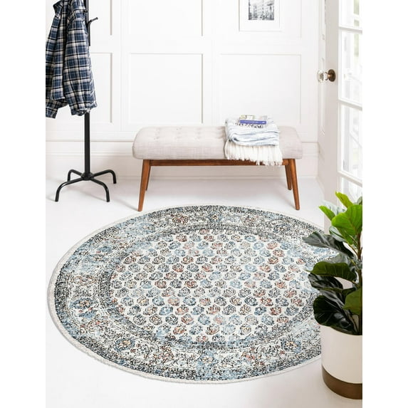 Rugs.com Aramis Collection Rug – 10 Ft Round Multi Medium Rug Perfect For Kitchens, Dining Rooms