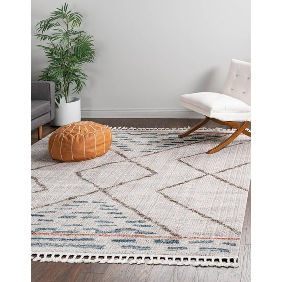 Rugs.com Aramis Collection Rug – 12 Ft Square Ivory Medium Rug Perfect For Living Rooms, Kitchens, Entryways