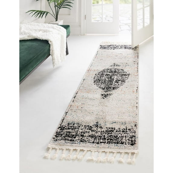 Rugs.com Aramis Collection Rug – 13 Ft Runner Ivory Medium Rug Perfect For Hallways, Entryways