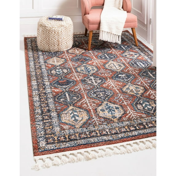 Rugs.com Aramis Collection Rug – 8' x 10' Rust Red Medium Rug Perfect For Living Rooms, Large Dining Rooms, Open Floorplans