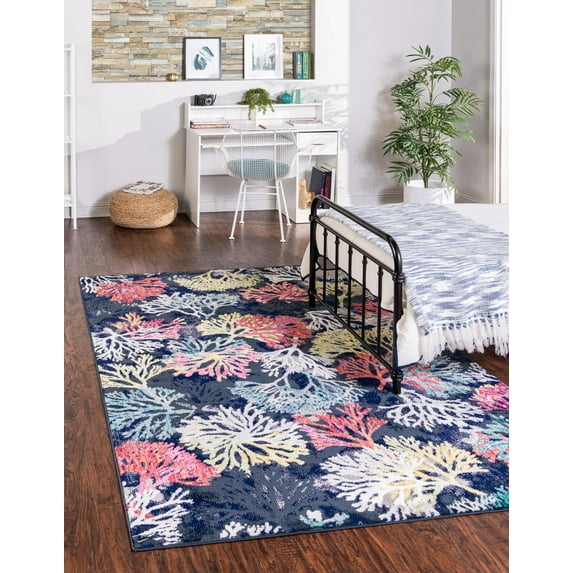Rugs.com Ariel Collection Rug – 5' x 8' Multi Medium Rug Perfect For Bedrooms, Dining Rooms, Living Rooms