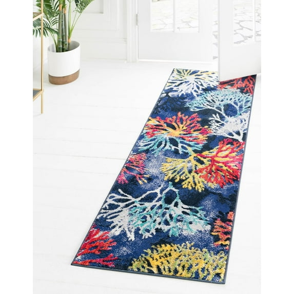 Rugs.com Ariel Collection Rug – 6 Ft Runner Multi Medium Rug Perfect For Hallways, Entryways