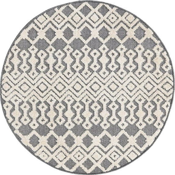Rugs.com Arlo Collection Rug – 3 Ft Round Charcoal Medium Rug Perfect For Kitchens, Dining Rooms