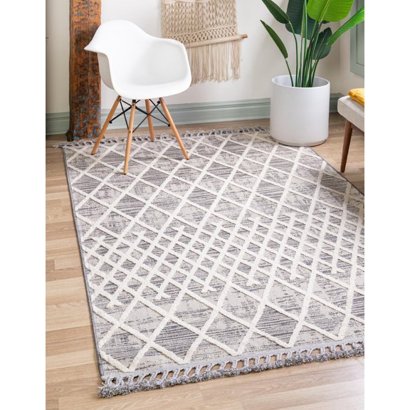Rugs.com Arlo Collection Rug – 4' x 6' Gray Medium Rug Perfect For Entryways, Kitchens, Breakfast Nooks, Accent Pieces