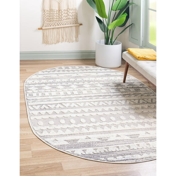 Rugs.com Arlo Collection Rug – 5' x 8' Oval Sandy Beige Medium Rug Perfect For Living Rooms, Large Dining Rooms, Open Floorplans
