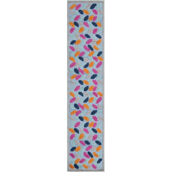 Rugs.com Aruba Outdoor Collection Rug – 10 Ft Runner Blue Low-Pile Rug Perfect For Any Outdoor Space, Hallways, Entryways
