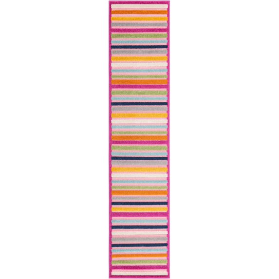 Rugs.com Aruba Outdoor Collection Rug – 10 Ft Runner Pink Low-Pile Rug Perfect For Any Outdoor Space, Hallways, Entryways