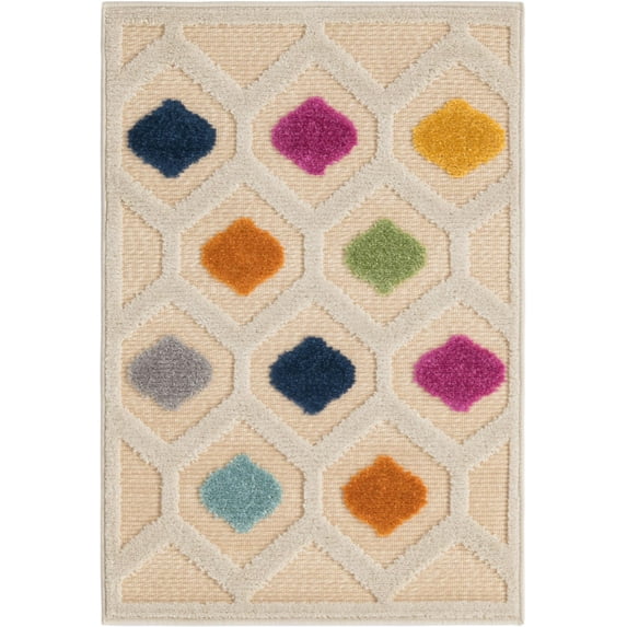 Rugs.com Aruba Outdoor Collection Rug – 2' x 3' Beige Low-Pile Rug Perfect For Any Outdoor Space, Entryways, Kitchens, Breakfast Nooks, Accent Pieces