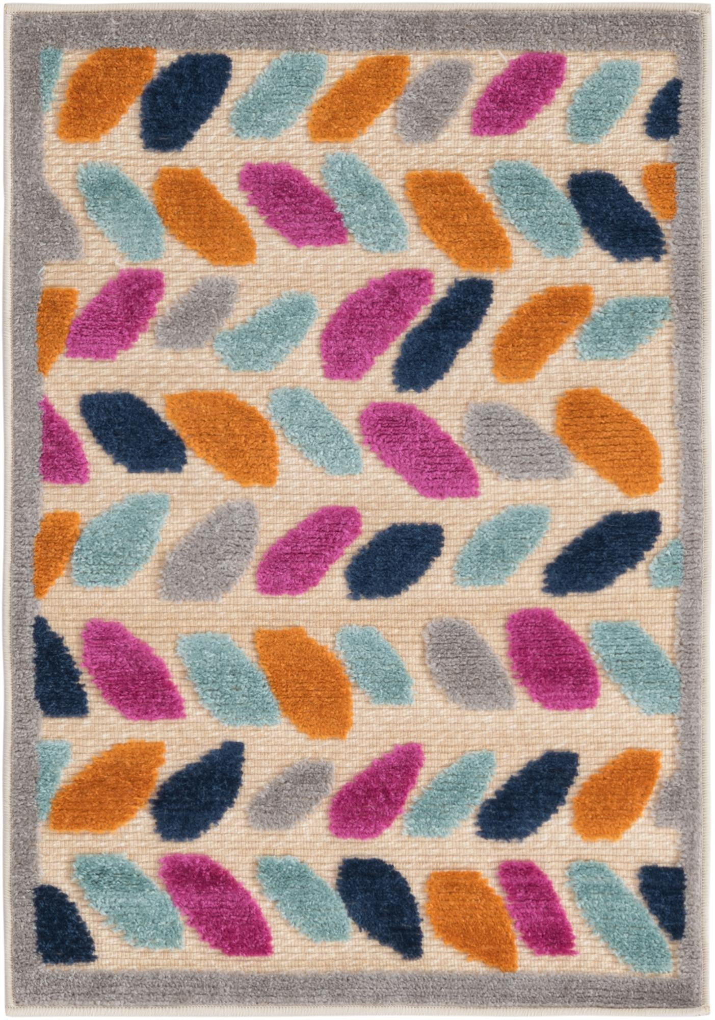 Aruba Outdoor Collection Beige and Multicolor Synthetic Rug 2' x 3'