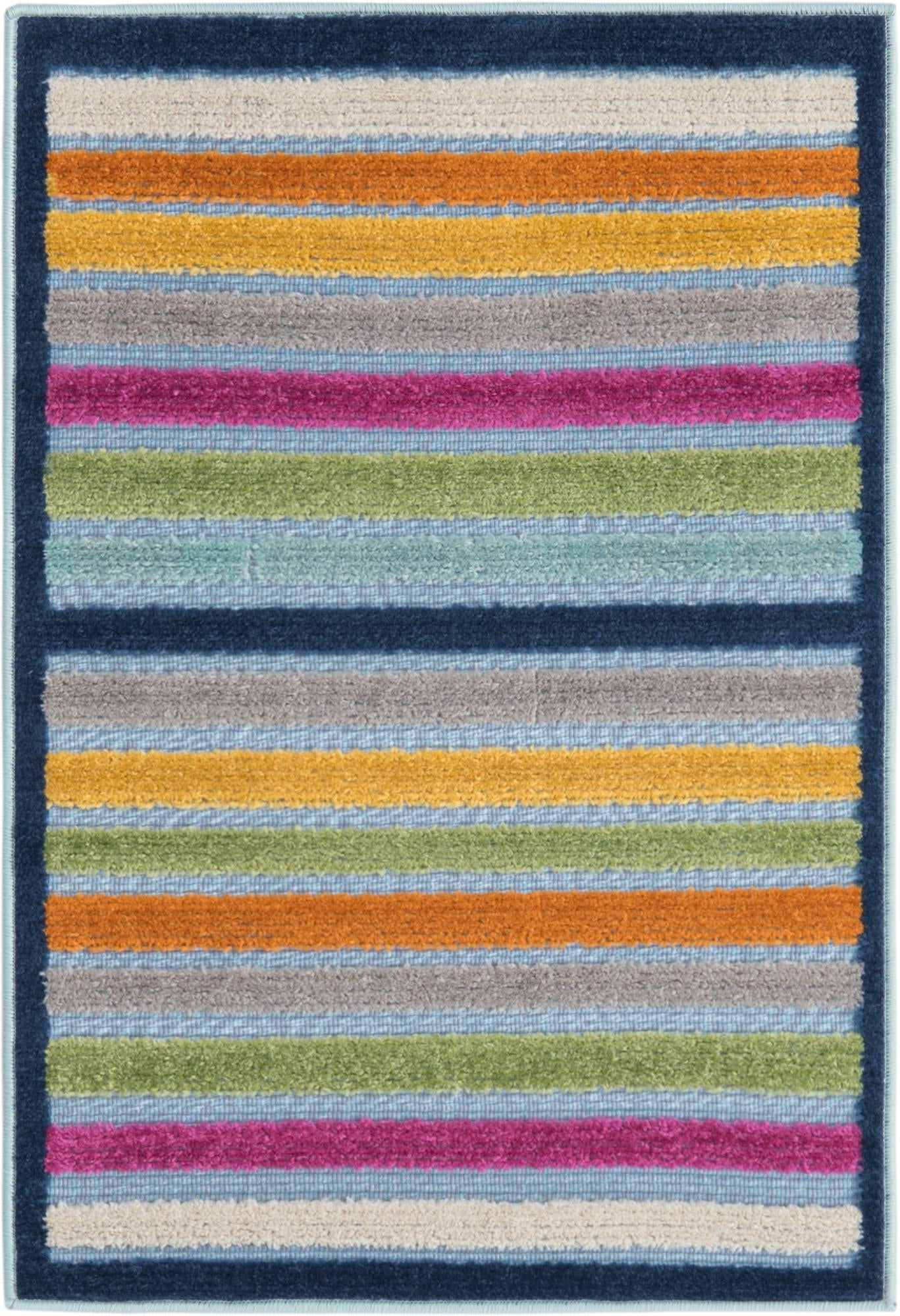 Rugs.com Aruba Outdoor Collection Rug – 2' x 3' Blue Low-Pile Rug Perfect For Any Outdoor Space, Entryways, Kitchens, Breakfast Nooks, Accent Pieces