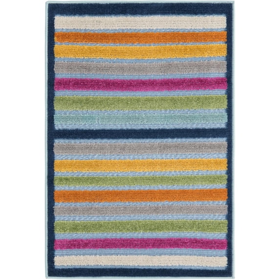 Rugs.com Aruba Outdoor Collection Rug – 2' x 3' Blue Low-Pile Rug Perfect For Any Outdoor Space, Entryways, Kitchens, Breakfast Nooks, Accent Pieces