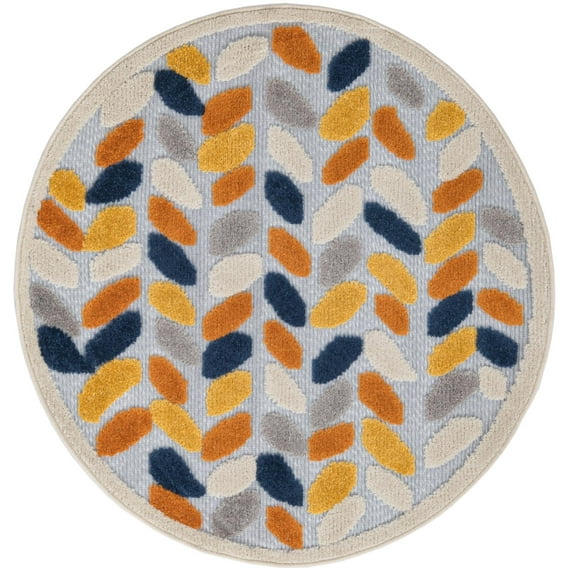 Rugs.com Aruba Outdoor Collection Rug – 3 Ft Round Gray Low-Pile Rug Perfect For Any Outdoor Space, Kitchens, Dining Rooms