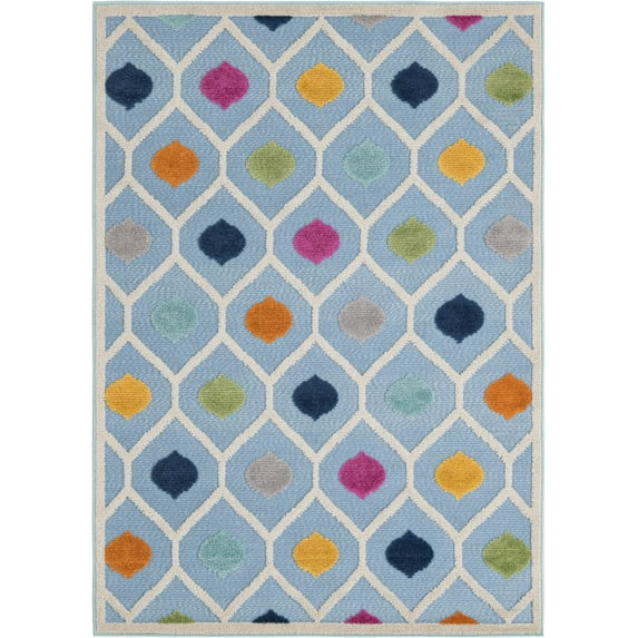 Rugs.com Aruba Outdoor Collection Rug – 4' x 6' Blue Low-Pile Rug Perfect For Any Outdoor Space, Entryways, Kitchens, Breakfast Nooks, Accent Pieces