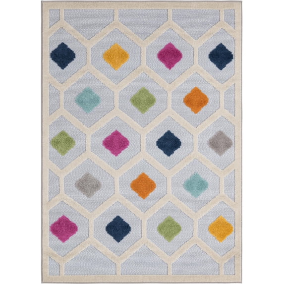 Rugs.com Aruba Outdoor Collection Rug – 4' x 6' Gray Low-Pile Rug Perfect For Any Outdoor Space, Entryways, Kitchens, Breakfast Nooks, Accent Pieces