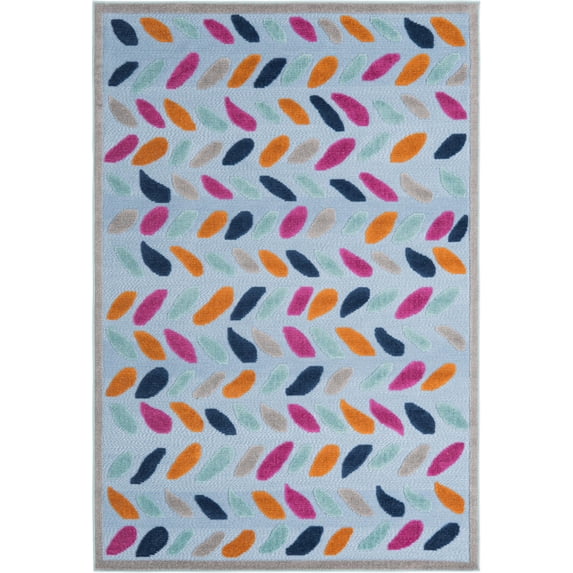 Rugs.com Aruba Outdoor Collection Rug – 5' 3 x 8' Blue Low-Pile Rug Perfect For Any Outdoor Space, Bedrooms, Dining Rooms, Living Rooms