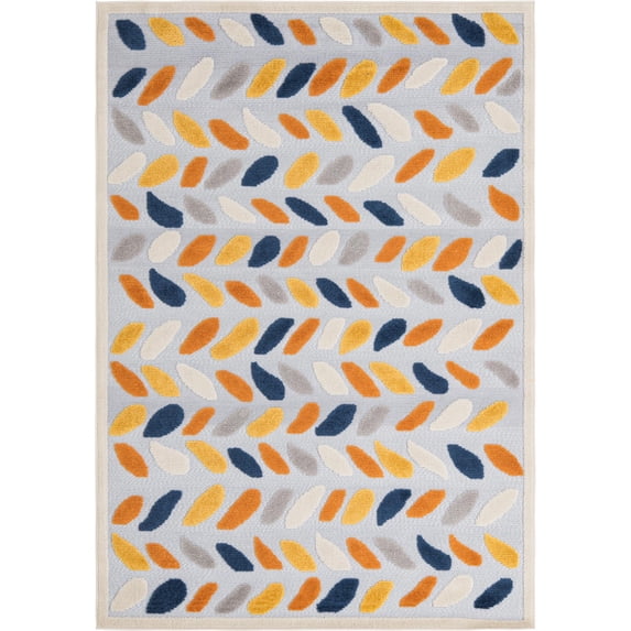 Rugs.com Aruba Outdoor Collection Rug – 5' 3 x 8' Gray Low-Pile Rug Perfect For Any Outdoor Space, Bedrooms, Dining Rooms, Living Rooms