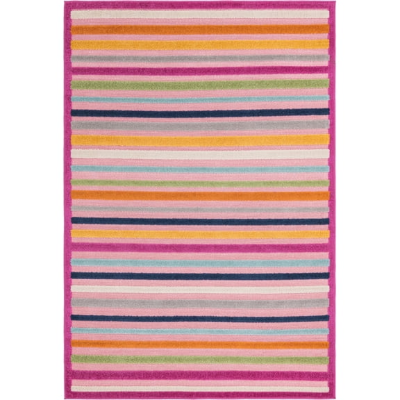 Rugs.com Aruba Outdoor Collection Rug – 5' 3 x 8' Pink Low-Pile Rug Perfect For Any Outdoor Space, Bedrooms, Dining Rooms, Living Rooms