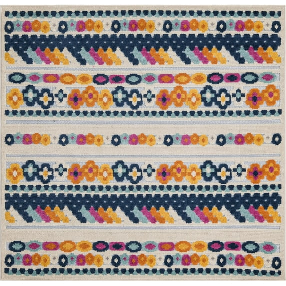 Rugs.com Aruba Outdoor Collection Rug – 5 Ft Square Gray Low-Pile Rug Perfect For Any Outdoor Space, Living Rooms, Kitchens, Entryways