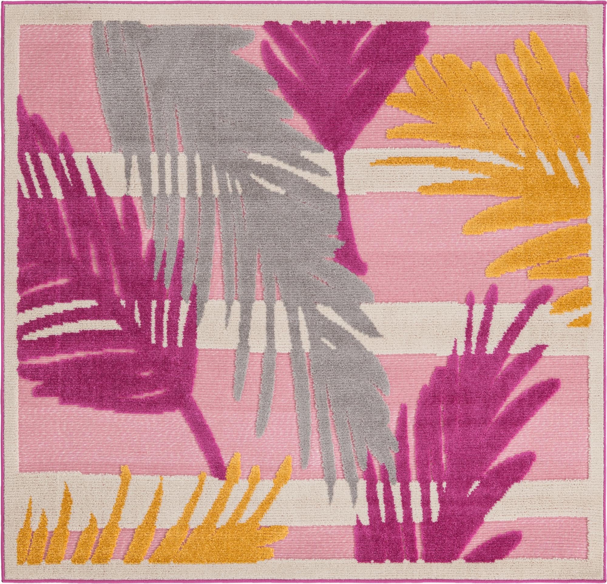Pink Rug Pattern Landscape Rugs.com Aruba Outdoor Collection Rug – 5 Ft Square Pink Low-Pile Rug ...