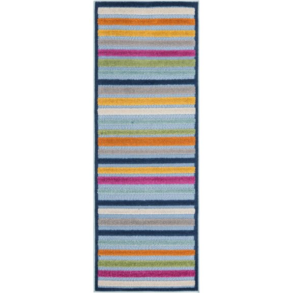 Rugs.com Aruba Outdoor Collection Rug – 6 Ft Runner Blue Low-Pile Rug Perfect For Any Outdoor Space, Hallways, Entryways