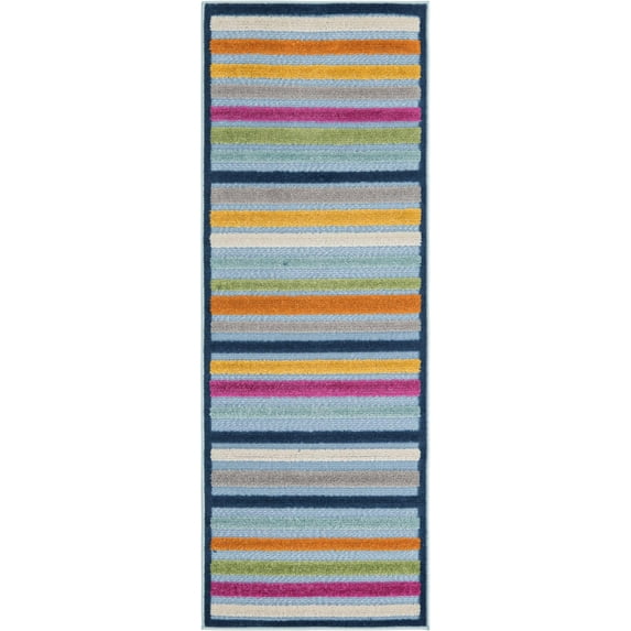 Rugs.com Aruba Outdoor Collection Rug – 6 Ft Runner Blue Low-Pile Rug Perfect For Any Outdoor Space, Hallways, Entryways
