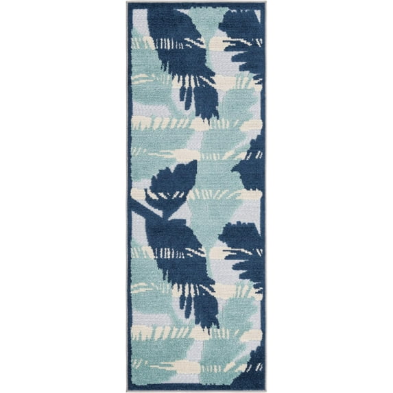 Rugs.com Aruba Outdoor Collection Rug – 6 Ft Runner Gray Blue Low-Pile Rug Perfect For Any Outdoor Space, Hallways, Entryways