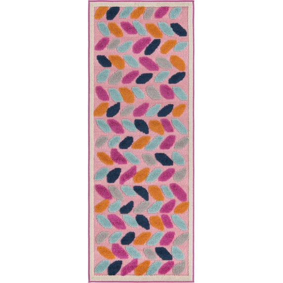 Rugs.com Aruba Outdoor Collection Rug – 6 Ft Runner Pink Low-Pile Rug Perfect For Any Outdoor Space, Hallways, Entryways