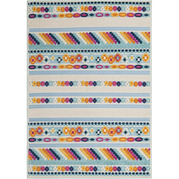 Rugs.com Aruba Outdoor Collection Rug – 6' x 9' Blue Low-Pile Rug Perfect For Any Outdoor Space, Bedrooms, Dining Rooms, Living Rooms