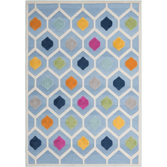 Rugs.com Aruba Outdoor Collection Rug – 6' x 9' Blue Low-Pile Rug Perfect For Any Outdoor Space, Bedrooms, Dining Rooms, Living Rooms