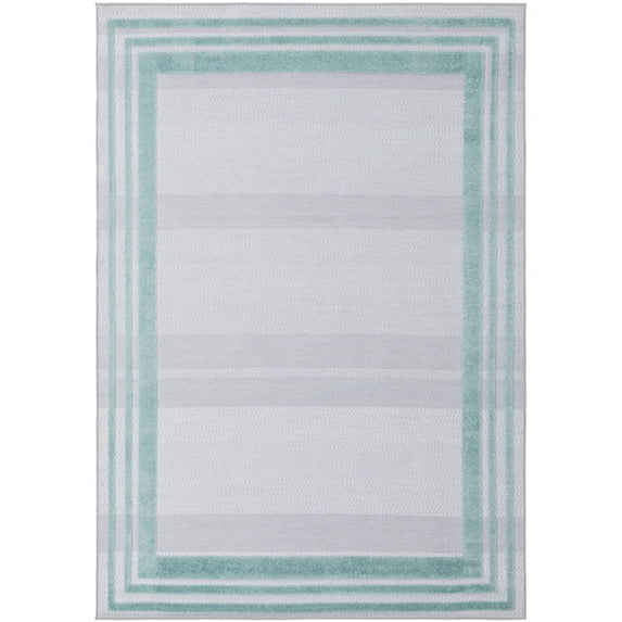 Rugs.com Aruba Outdoor Collection Rug – 6' x 9' Gray Teal Low-Pile Rug Perfect For Any Outdoor Space, Bedrooms, Dining Rooms, Living Rooms
