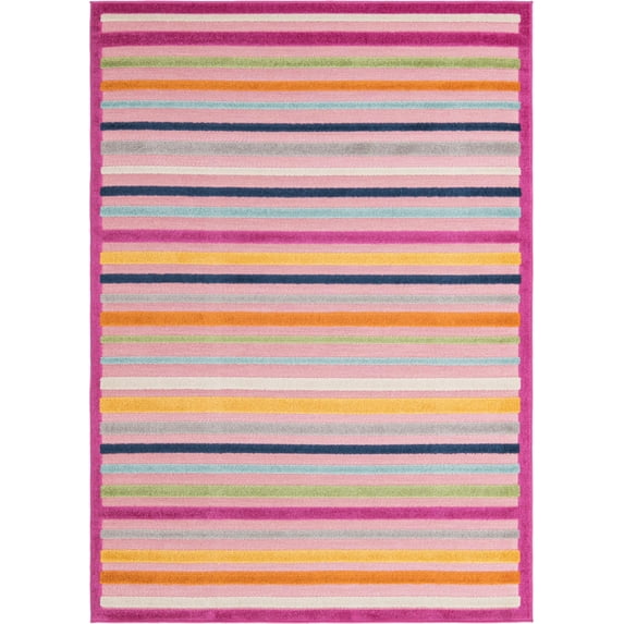 Rugs.com Aruba Outdoor Collection Rug – 6' x 9' Pink Low-Pile Rug Perfect For Any Outdoor Space, Bedrooms, Dining Rooms, Living Rooms