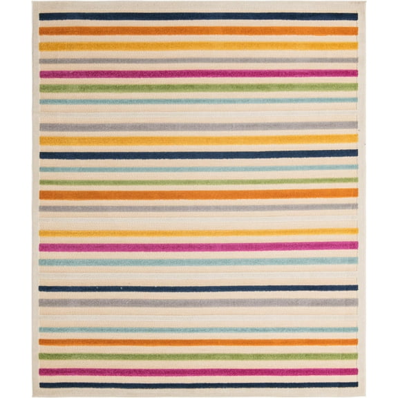 Rugs.com Aruba Outdoor Collection Rug – 7' 10 x 10' Beige Low-Pile Rug Perfect For Any Outdoor Space, Living Rooms, Large Dining Rooms, Open Floorplans