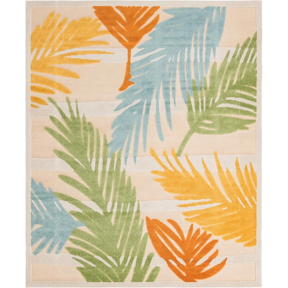 Rugs.com Aruba Outdoor Collection Rug – 7' 10 x 10' Beige Low-Pile Rug Perfect For Any Outdoor Space, Living Rooms, Large Dining Rooms, Open Floorplans