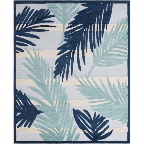 Rugs.com Aruba Outdoor Collection Rug – 7' 10 x 10' Gray Blue Low-Pile Rug Perfect For Any Outdoor Space, Living Rooms, Large Dining Rooms, Open Floorplans