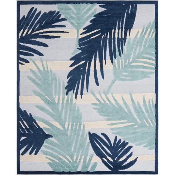 Rugs.com Aruba Outdoor Collection Rug – 7' 10 x 10' Gray Blue Low-Pile Rug Perfect For Any Outdoor Space, Living Rooms, Large Dining Rooms, Open Floorplans