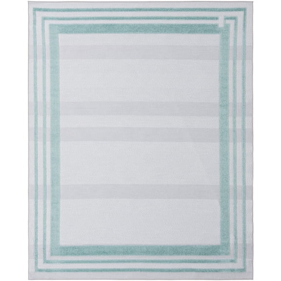 Rugs.com Aruba Outdoor Collection Rug – 7' 10 x 10' Gray Teal Low-Pile Rug Perfect For Any Outdoor Space, Living Rooms, Large Dining Rooms, Open Floorplans