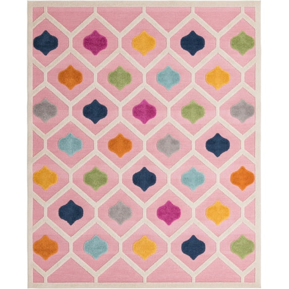 Rugs.com Aruba Outdoor Collection Rug – 7' 10 x 10' Pink Low-Pile Rug Perfect For Any Outdoor Space, Living Rooms, Large Dining Rooms, Open Floorplans