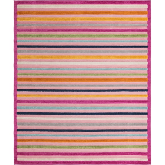 Rugs.com Aruba Outdoor Collection Rug – 7' 10 x 10' Pink Low-Pile Rug Perfect For Any Outdoor Space, Living Rooms, Large Dining Rooms, Open Floorplans