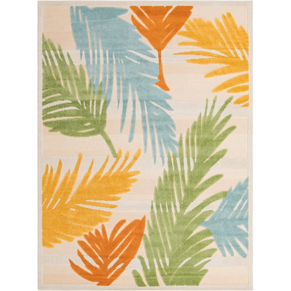 Rugs.com Aruba Outdoor Collection Rug – 7' x 10' Beige Low-Pile Rug Perfect For Any Outdoor Space, Bedrooms, Dining Rooms, Living Rooms