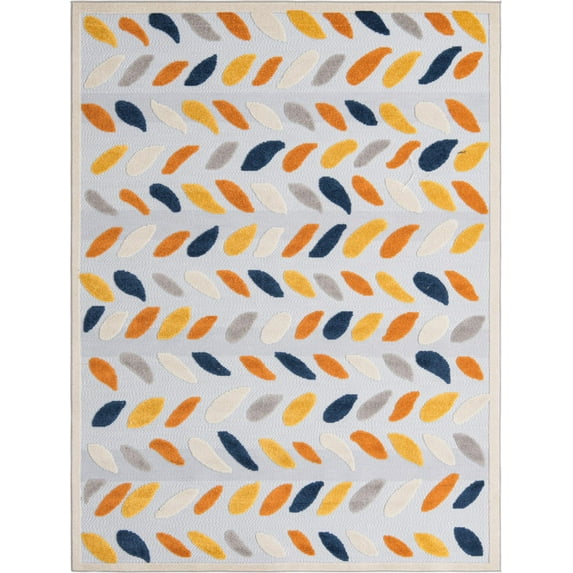 Rugs.com Aruba Outdoor Collection Rug – 7' x 10' Gray Low-Pile Rug Perfect For Any Outdoor Space, Bedrooms, Dining Rooms, Living Rooms