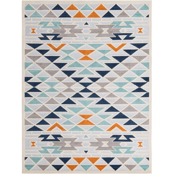 Rugs.com Aruba Outdoor Collection Rug – 7' x 10' Gray Low-Pile Rug Perfect For Any Outdoor Space, Bedrooms, Dining Rooms, Living Rooms