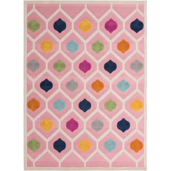 Rugs.com Aruba Outdoor Collection Rug – 7' x 10' Pink Low-Pile Rug Perfect For Any Outdoor Space, Bedrooms, Dining Rooms, Living Rooms
