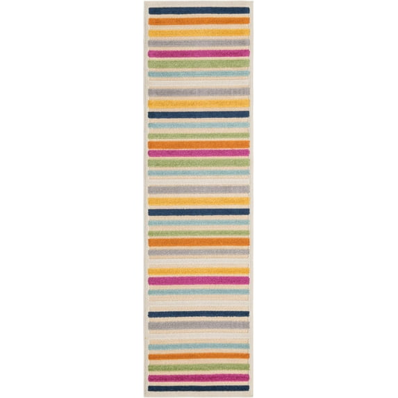 Rugs.com Aruba Outdoor Collection Rug – 8 Ft Runner Beige Low-Pile Rug Perfect For Any Outdoor Space, Hallways, Entryways