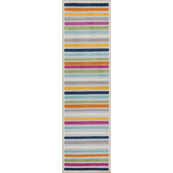 Rugs.com Aruba Outdoor Collection Rug – 8 Ft Runner Gray Low-Pile Rug Perfect For Any Outdoor Space, Hallways, Entryways