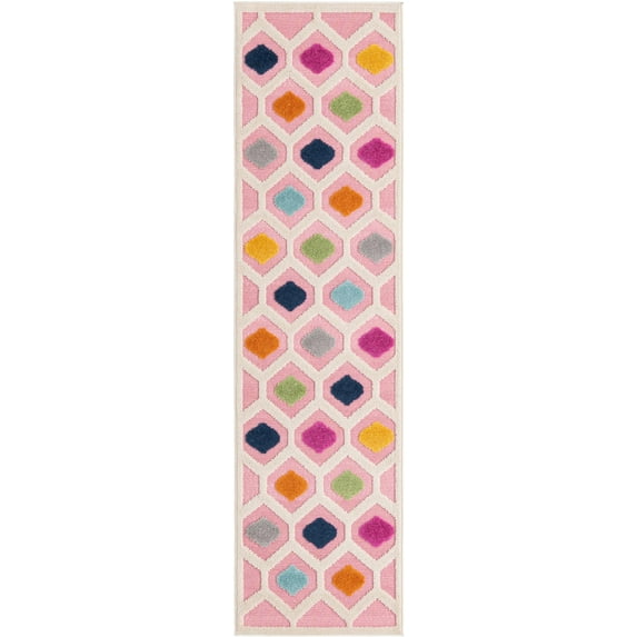 Rugs.com Aruba Outdoor Collection Rug – 8 Ft Runner Pink Low-Pile Rug Perfect For Any Outdoor Space, Hallways, Entryways