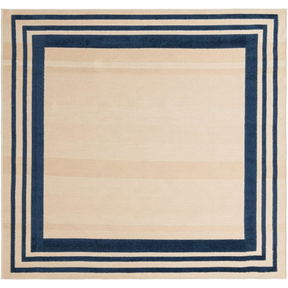 Rugs.com Aruba Outdoor Collection Rug – 8 Ft Square Beige Low-Pile Rug Perfect For Any Outdoor Space, Living Rooms, Kitchens, Entryways