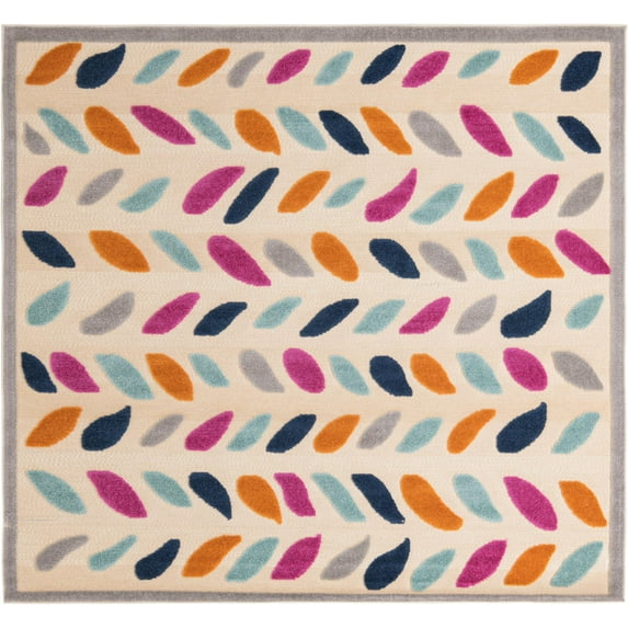 Rugs.com Aruba Outdoor Collection Rug – 8 Ft Square Beige Low-Pile Rug Perfect For Any Outdoor Space, Living Rooms, Kitchens, Entryways