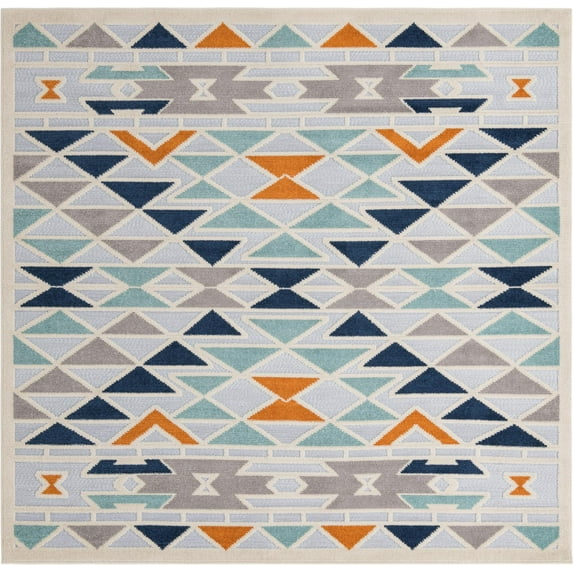 Rugs.com Aruba Outdoor Collection Rug – 8 Ft Square Gray Low-Pile Rug Perfect For Any Outdoor Space, Living Rooms, Kitchens, Entryways