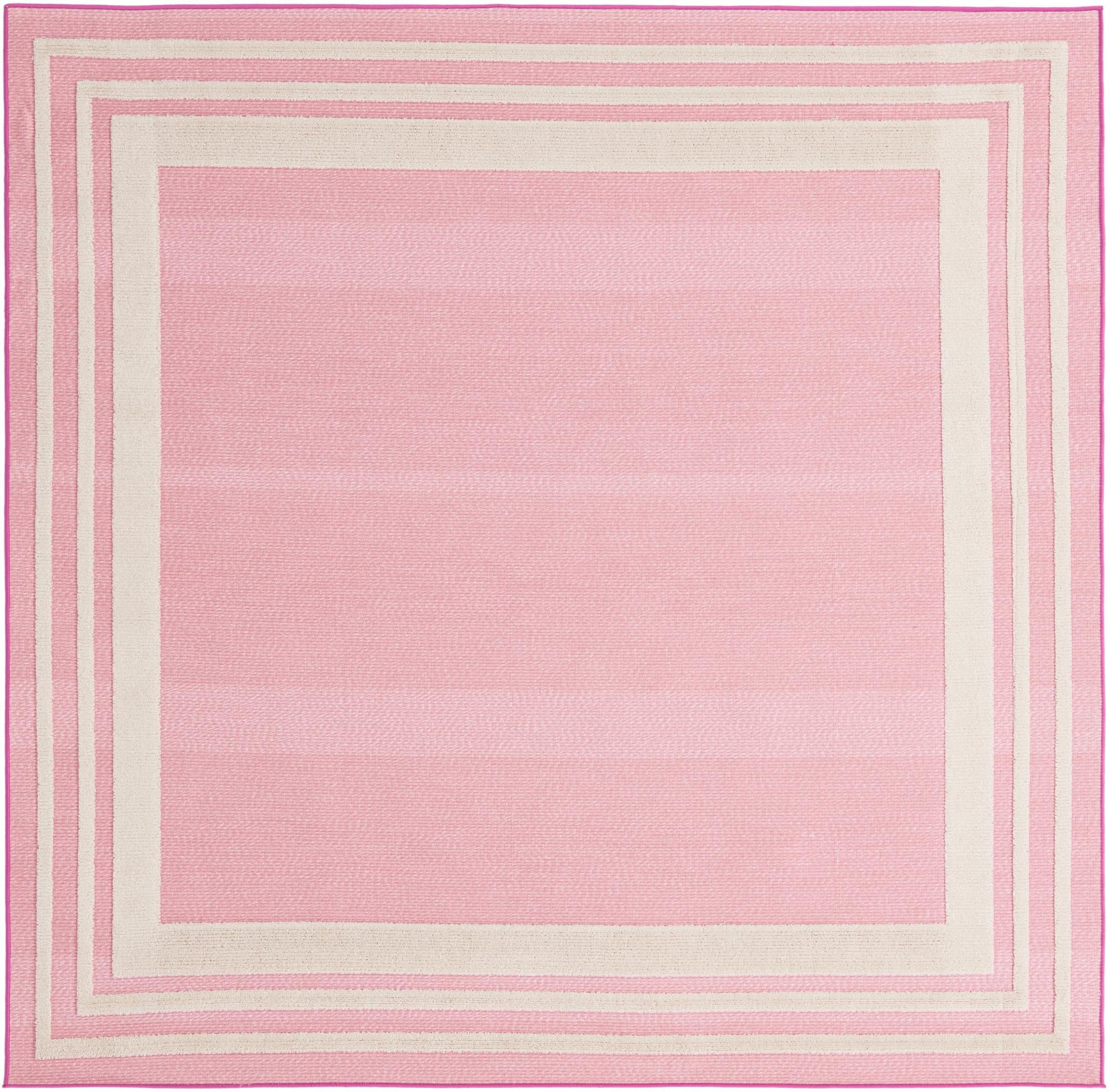Rugs.com Aruba Outdoor Collection Rug – 8 Ft Square Pink Low-Pile Rug ...